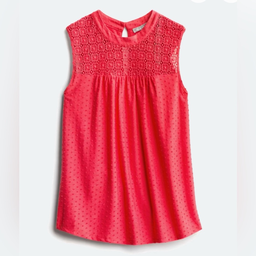 Daniel Rainn Fiona Lace Detail Sleeveless Coral Blouse